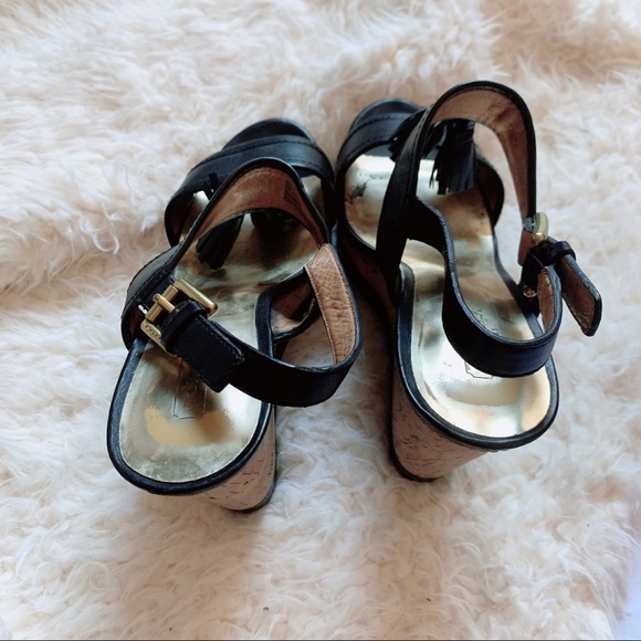 Coach Giulietta Black and Tan Tassel Wedges - Picture 5 of 7